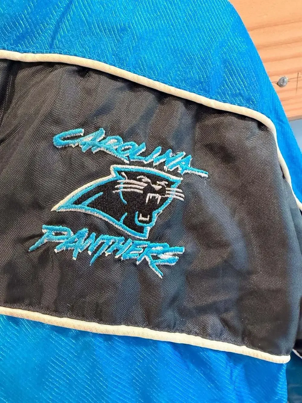 KIDS Vintage NFL Carolina Panthers Reversible Full-Zip Winter Puffer Jacket